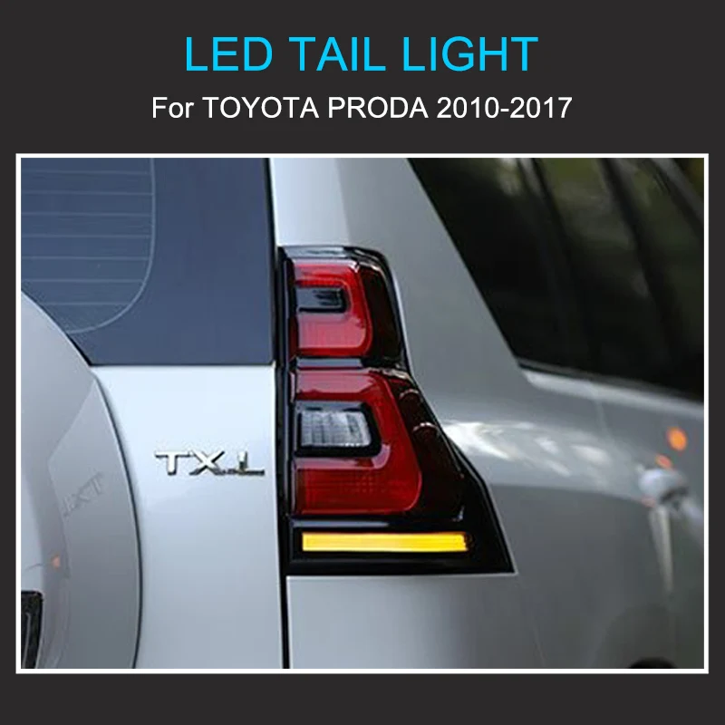 1 زوج مصباح ليد خلفي الجمعية لتويوتا برادو 2010-2017 مصابيح خلفية التوصيل والتشغيل مع محرك LED تحول الفرامل الخلفية المصابيح الخلفية