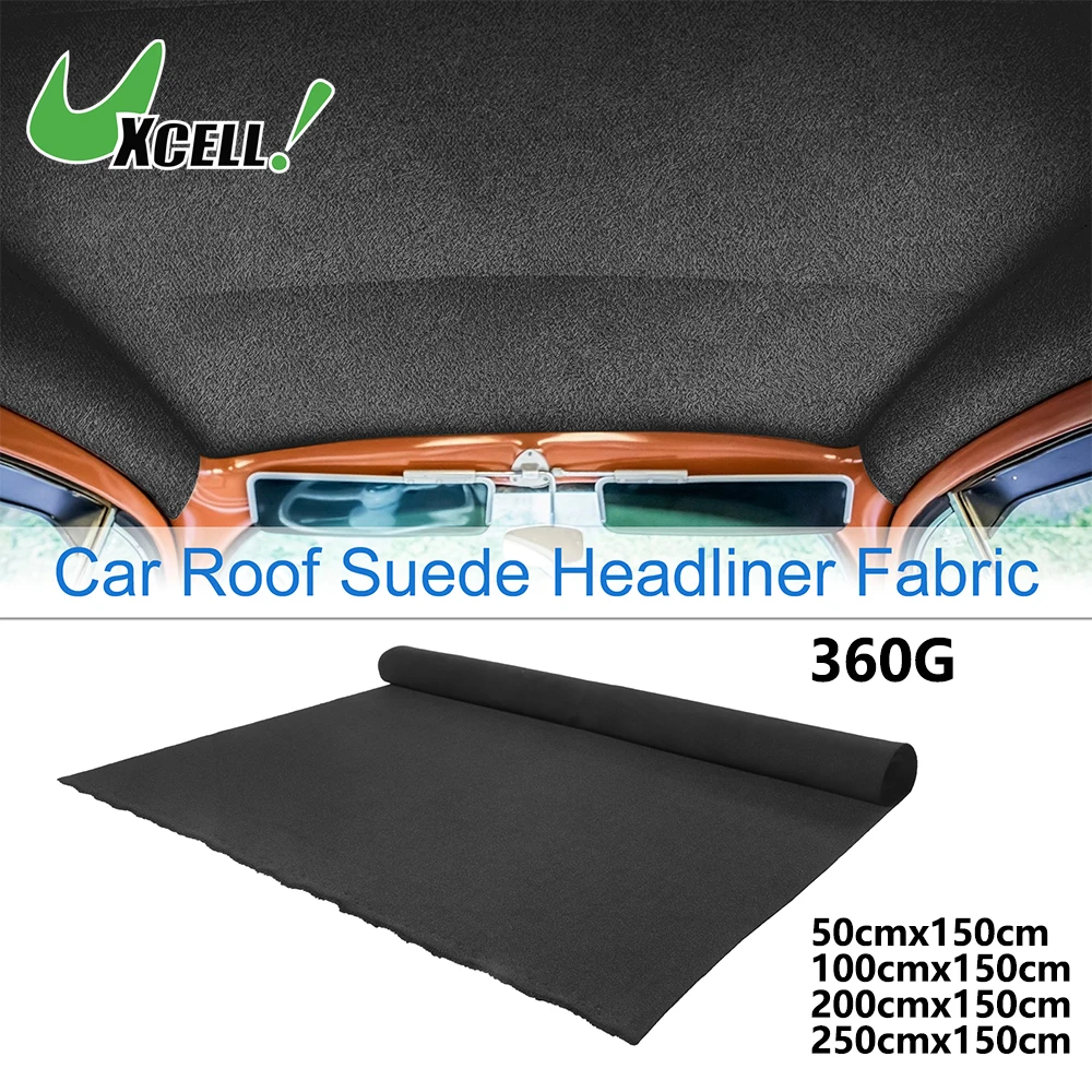 Tkanina do podsufitki UXCELL 360G, wykończenie wnętrza, naprawa dachu DIY, zamiennik do samochodu, ciężarówki, kampera, SUV-a, łodzi, samochodowa tkanina zamszowa, czarna