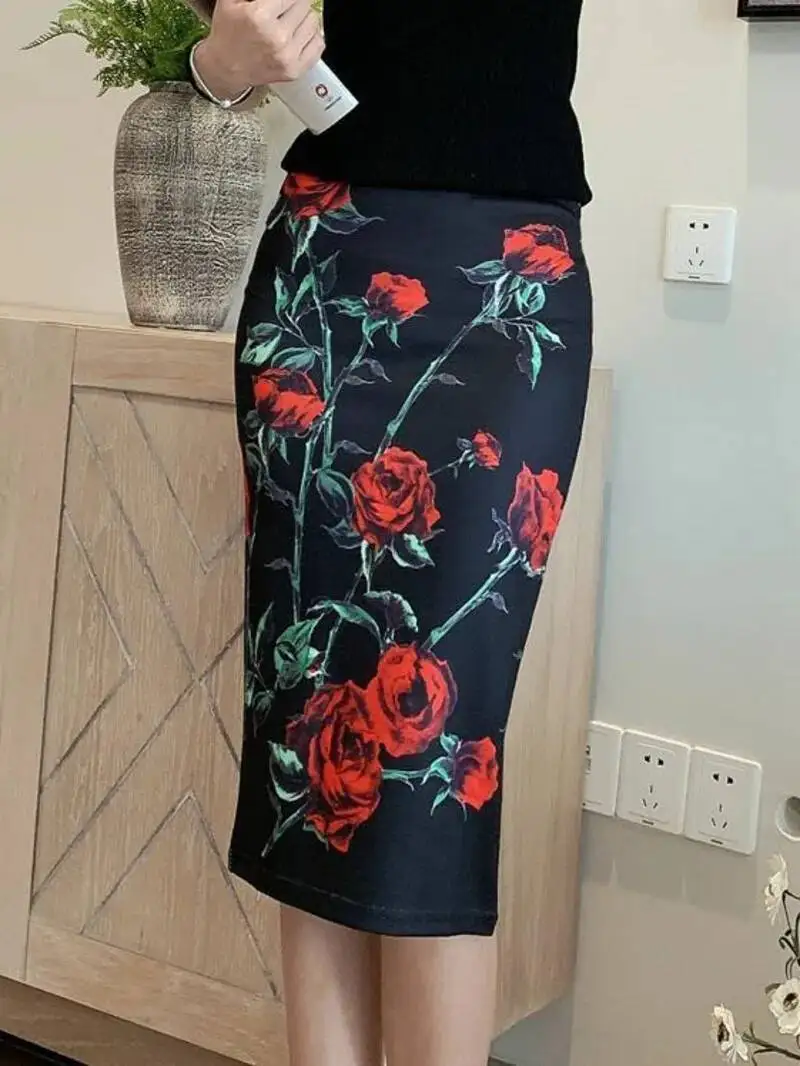 

Spring Summer Women Y2K High Waist Midi Pencil Chiffon Skirts Slim Bodycon Vintage Hip Raise Korean Fashion Clothes UOV5