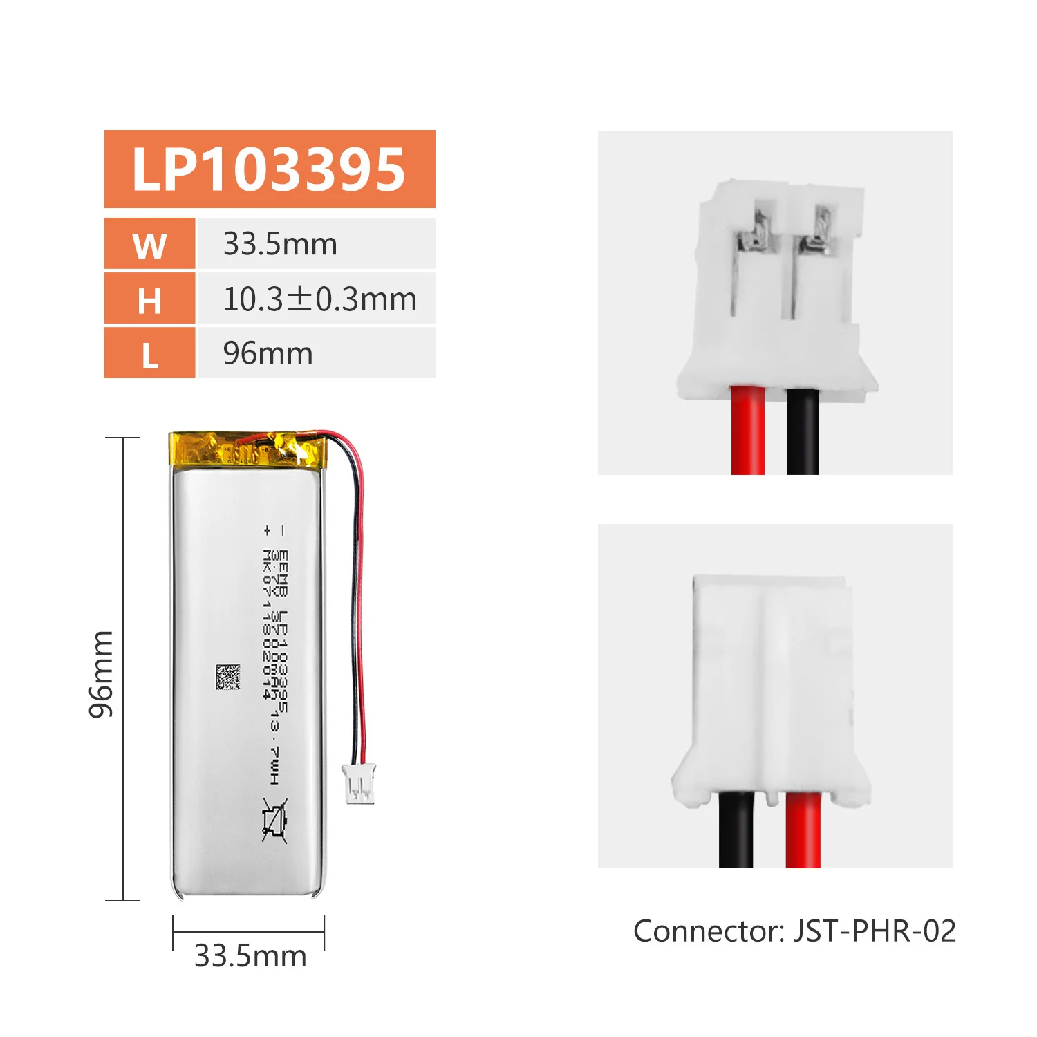 EEMB 1~10pcs 103395 3.7V Lithium Polymer Battery 3700mAh Rechargeable Lithium ion Polymer Batteries LP103395