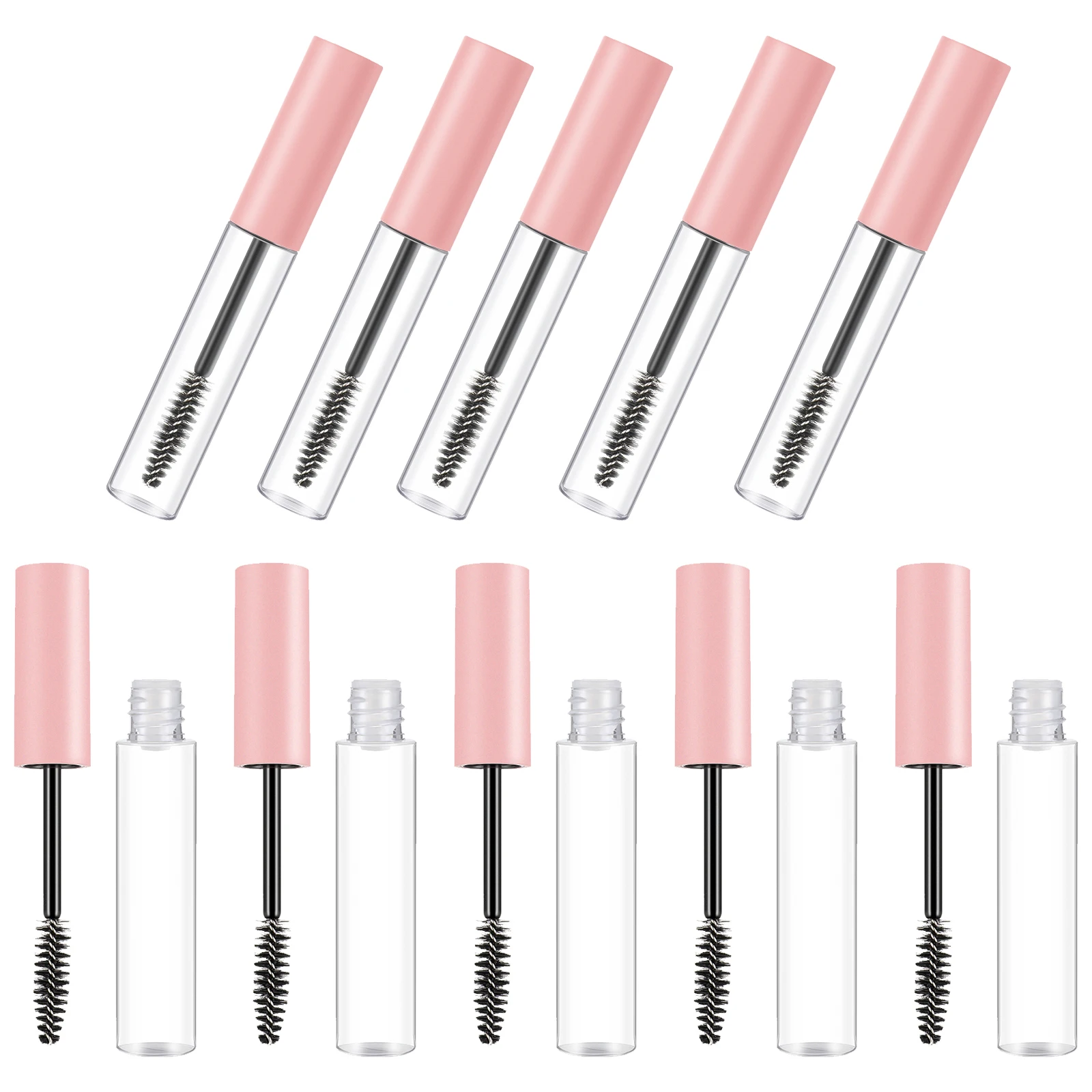 

10pcs Pink Lip Gloss Mascara Empty Tubes Refillable Eyelash Cream Empty Eyeliner Tube Tube Travel Size Portable Storage