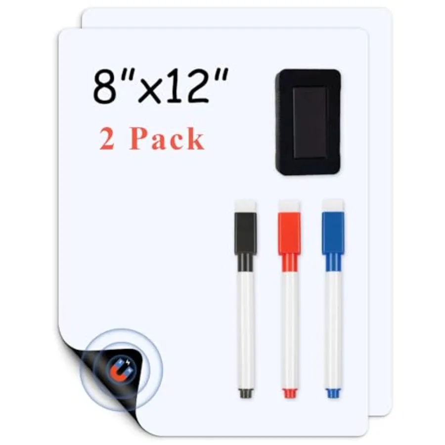 

Magnetic Fridge White Board Paper, 2 Pack Small Dry Erase Board Sheet for Organizer and Planner, Kitchen Refrigerator Whiteboar