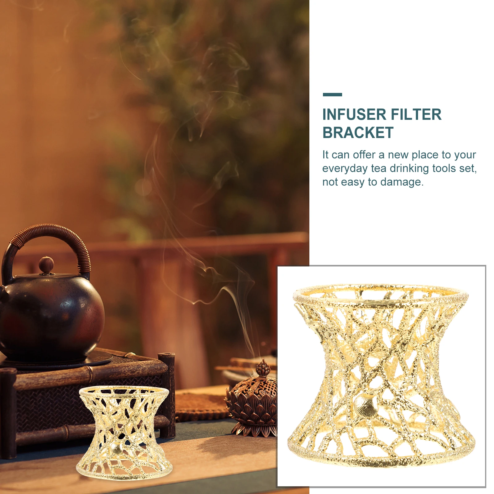 

1pc Bracket Anti-Rust Strainer Holder Zinc Alloy Table Stand Tea Filter Seat For Tea Room Infuser Strainer Rack