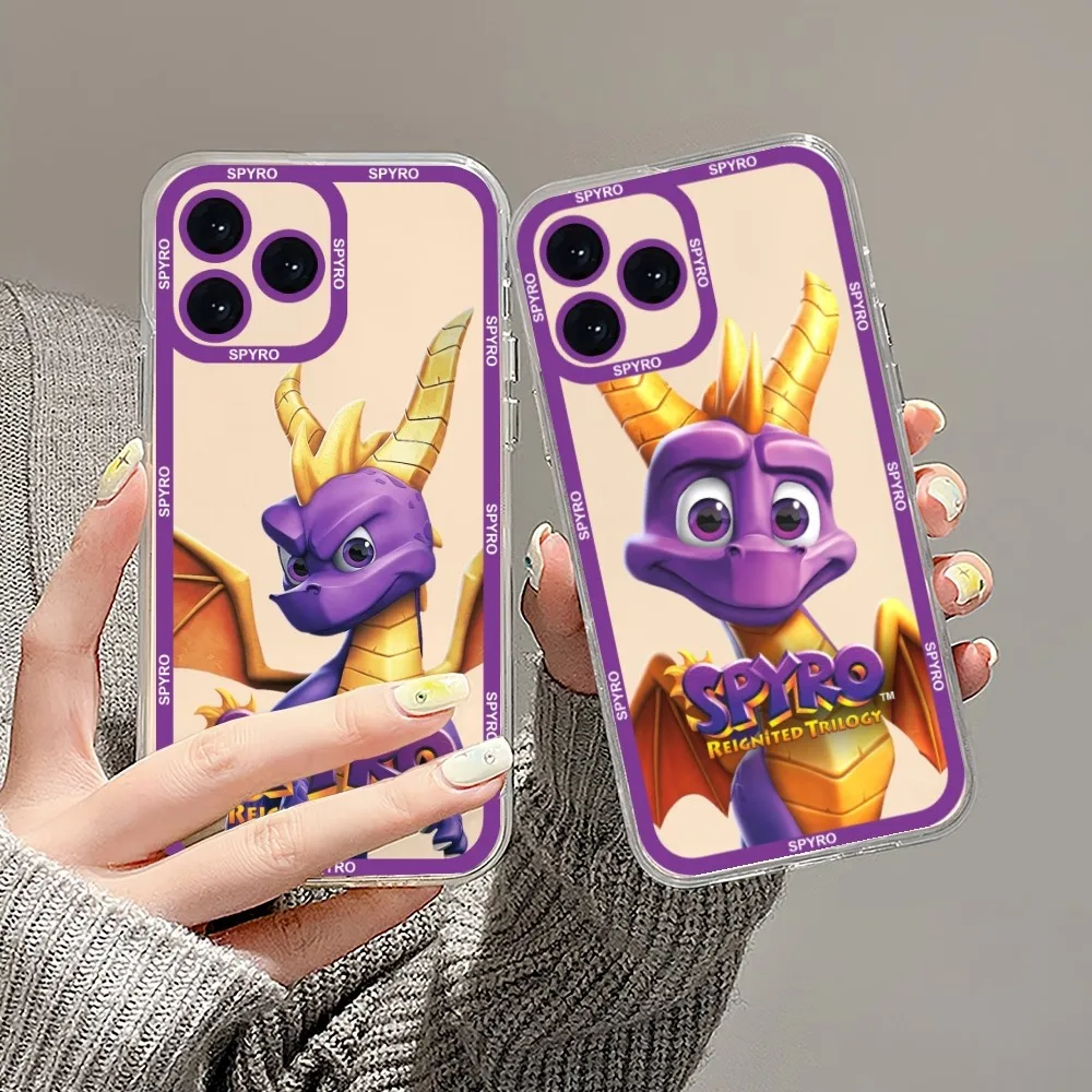 Game Spyro Series Dragon Phone Case For iPhone 13 14 Mini 11 12 Pro Max Transparent Shell