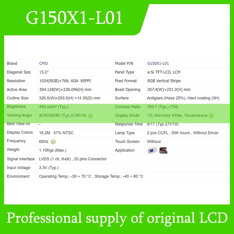 G150X1-L01 15.0 inci layar LCD asli baru telah diuji sepenuhnya pengiriman cepat