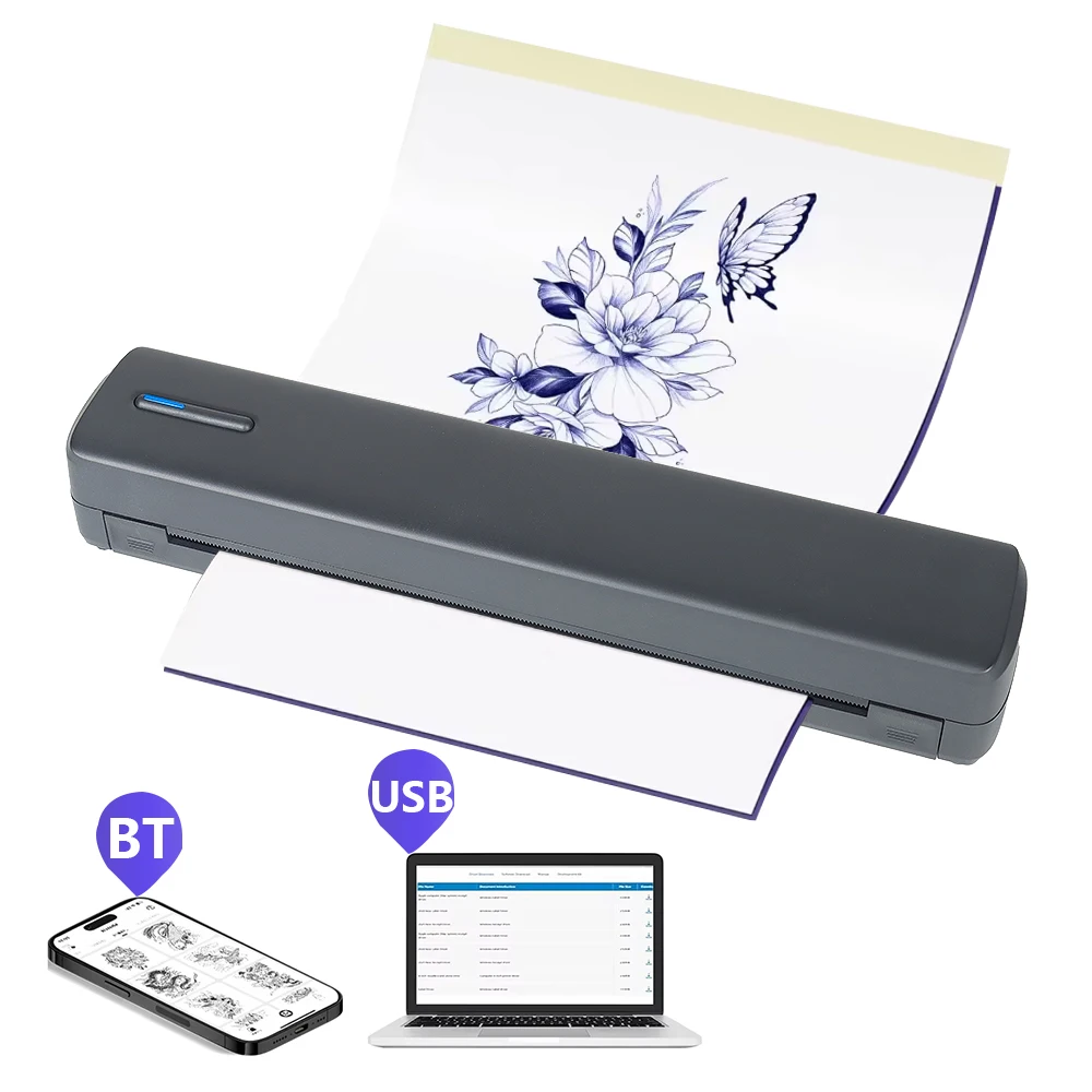 C80 Wireless Tattoo Stencil Printer,Portable A4 Thermal Printer Kit for Tattoo Artists,Compatible with Phone,iPad & PC