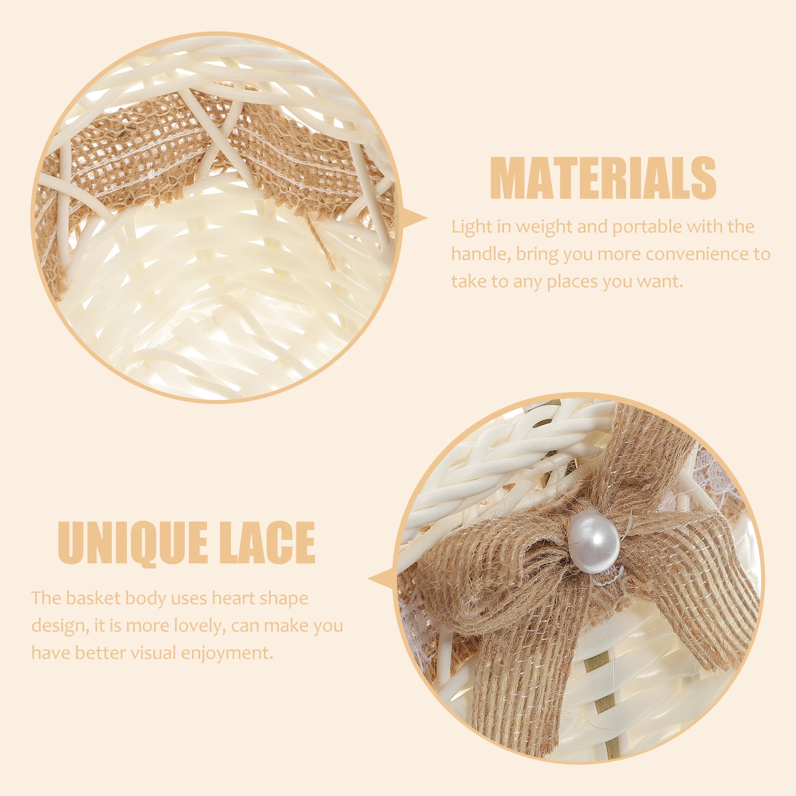 

1pc Heart Shape Petal Storage Wedding Flower Basket Handheld Woven Basket For Gifts Party Lightweight Portable With Handle