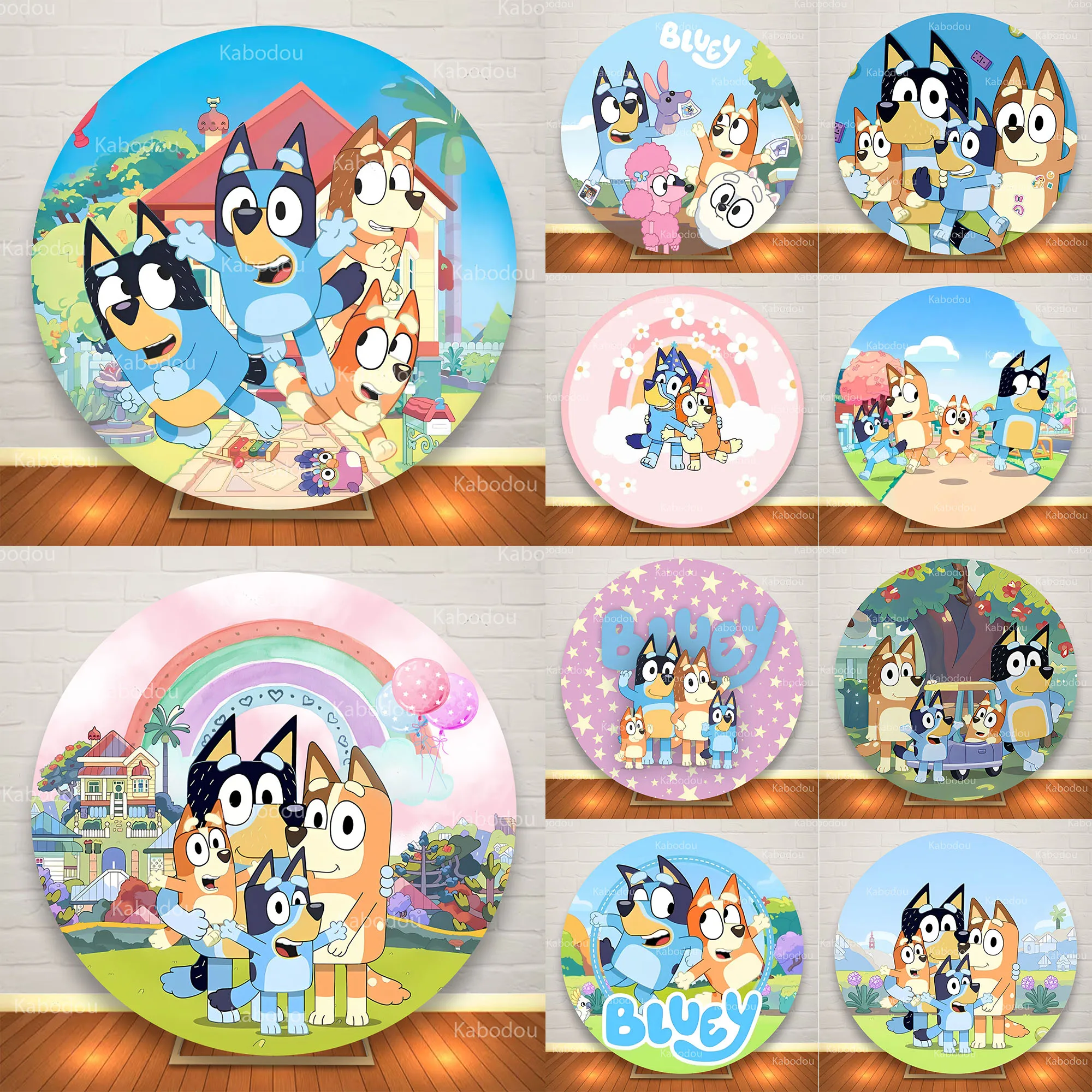 

The Blueys Round Backdrop Cartoon Dog Family kids Photo Birthday Party Decoration Baby Shower Photography Circle Background