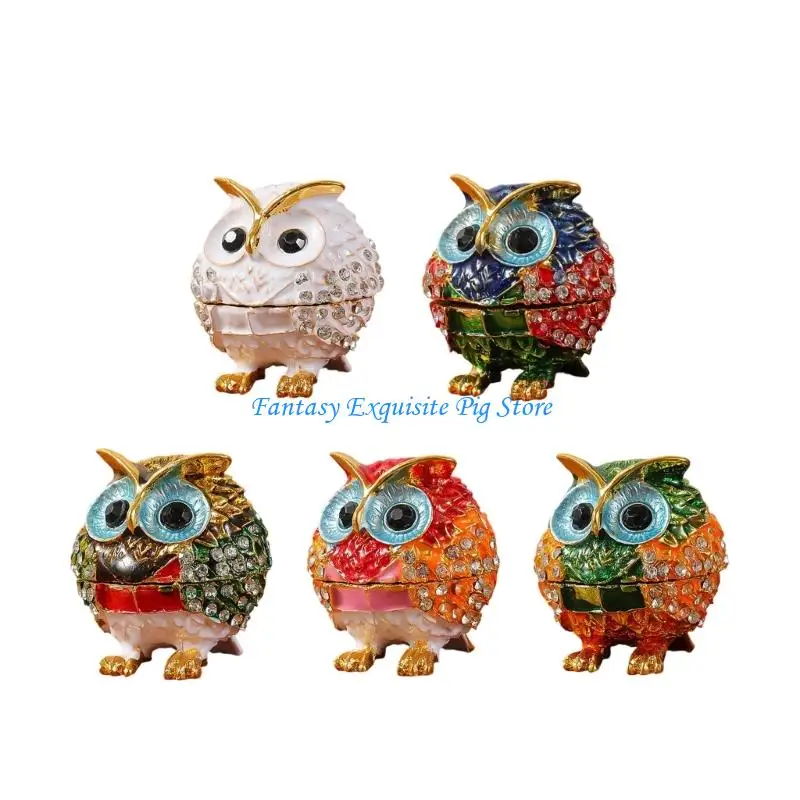 

Owl Shaped Jewelry Box Rhinestones Decorations Organized Storage Space