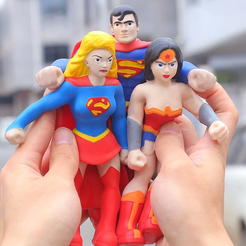 DC Justice League Cartoon Anime Superman Wonder Woman Joker Stretching Figure Unzip Soft Glue Model Student Gift Wholesale