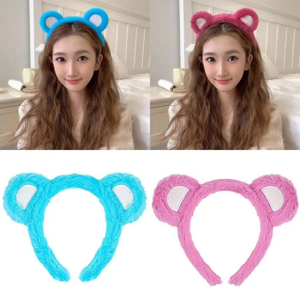 

39BB Practical Plush Hairband With Adorable Bear Ears Headbands For Kids And Adults