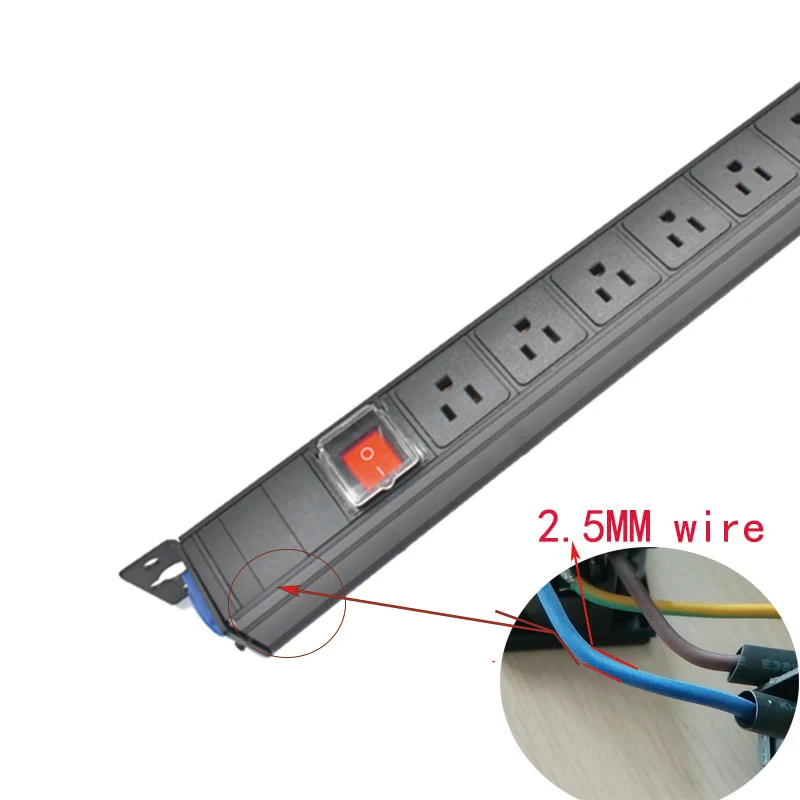 US socket PDU Power Strips Network cabinet rack  Aluminum alloy shell Aviation Input/Output  No extension line