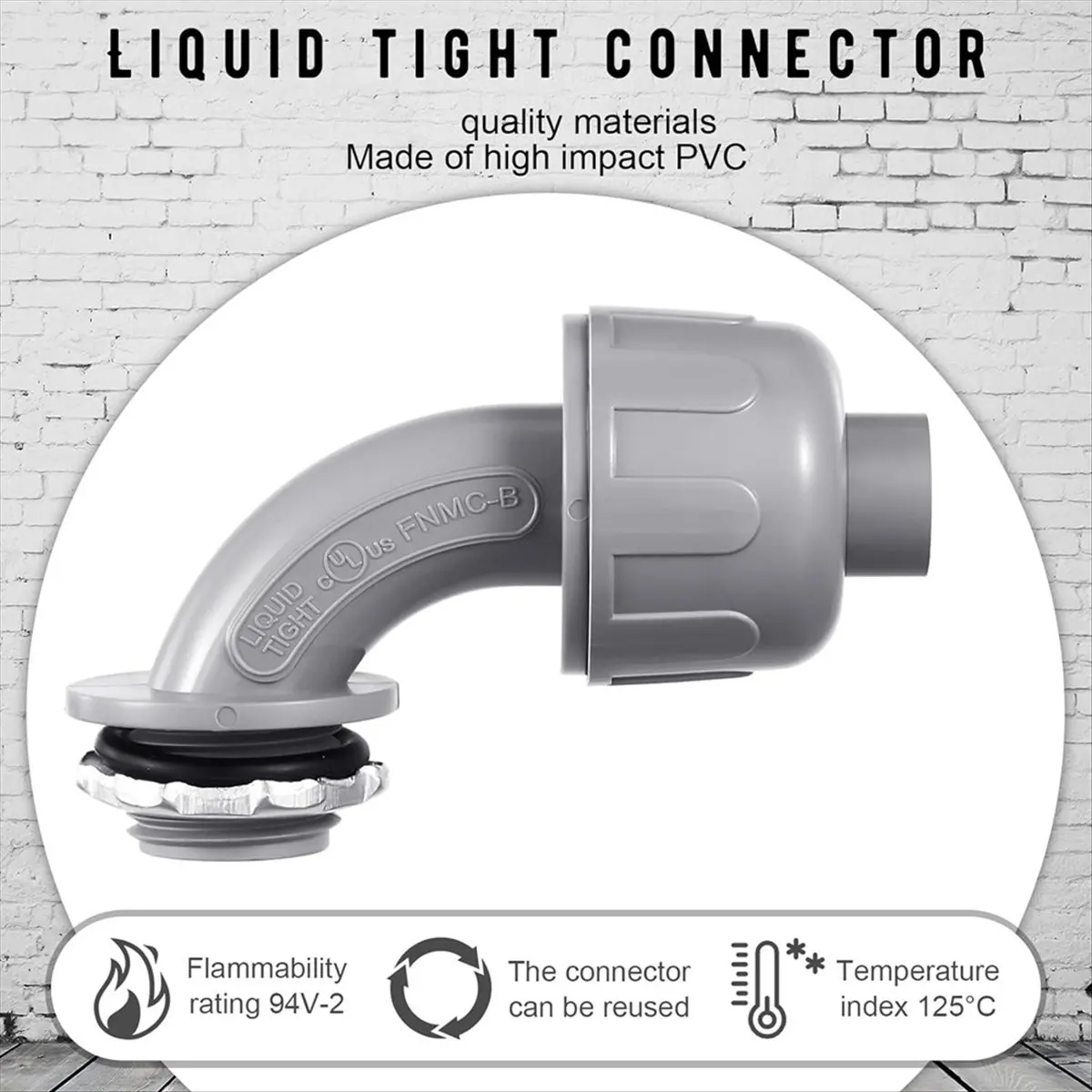 A008 Liquid Tight Connector 1/2 Inch Flexible Non-Metallic Electrical Conduit Connector Fitting 90 Degree (24 Pieces)