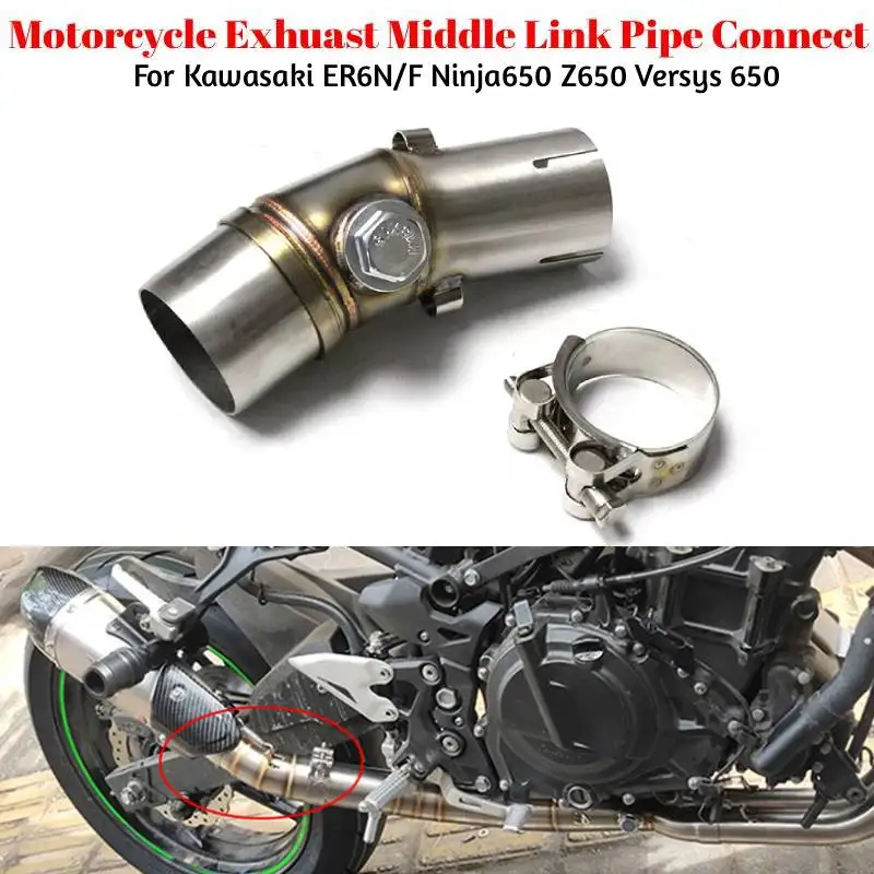 

For Kawasaki ER6N Versys 650 Z650 Ninja Motorcycle Exhuast Middle Link Pipe Connect 51mm Motorcycle Escape Exhaust Muffler Pipe