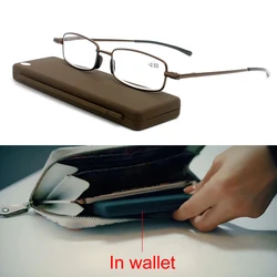 Ultra - Thin Reading Glasses with Portable Flat Case Lightweight Metal Frame Portable Readers for Clear Vision +1.00 to +3.50