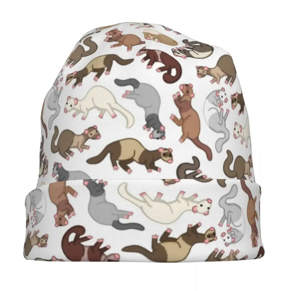 Furry Ferrets Cryptid Animal Pattern Cap Fashion Men Women Outdoor Skullies Beanies Hat Summer Warm Dual-use Bonnet