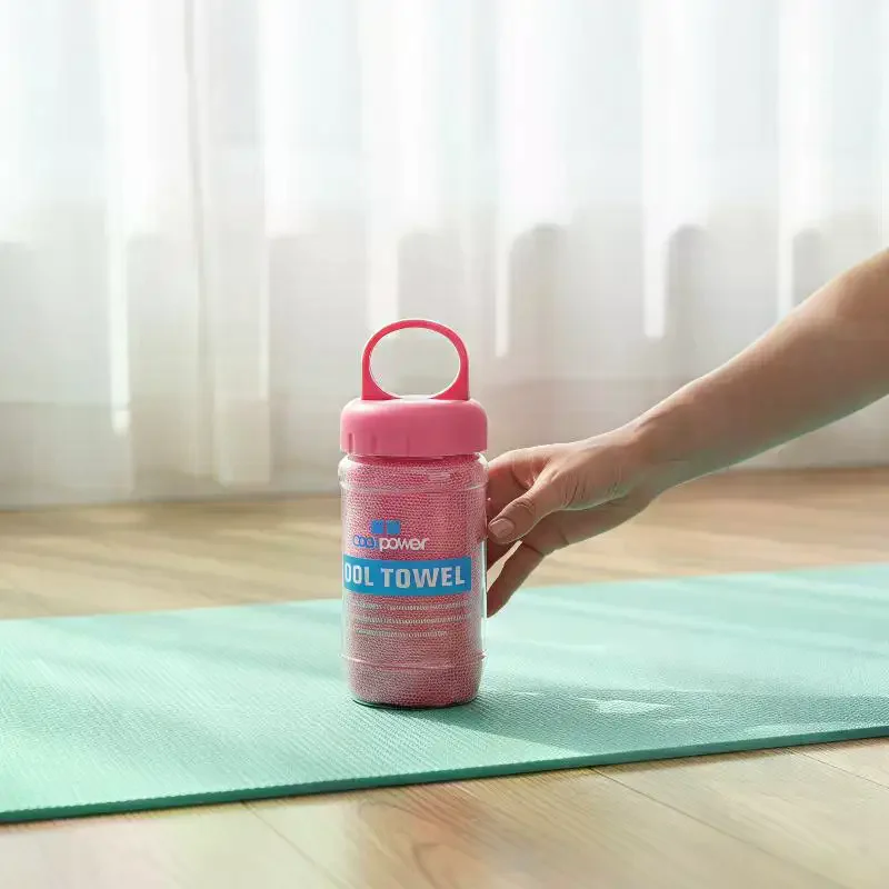 Breathable Quick Dry Cooling Sports Towel with Portable Bottle Reusable for Gym Hiking Workout Travel Camping