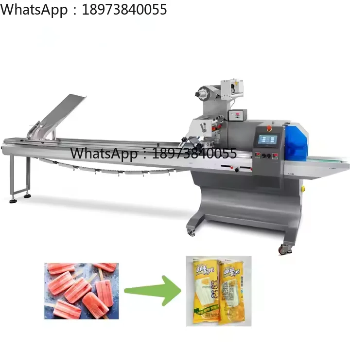 Máquina de paquete de flujo, carrete de película superior, barra de granola de proteínas, barras de chocolate, máquina de envasado de almohadas