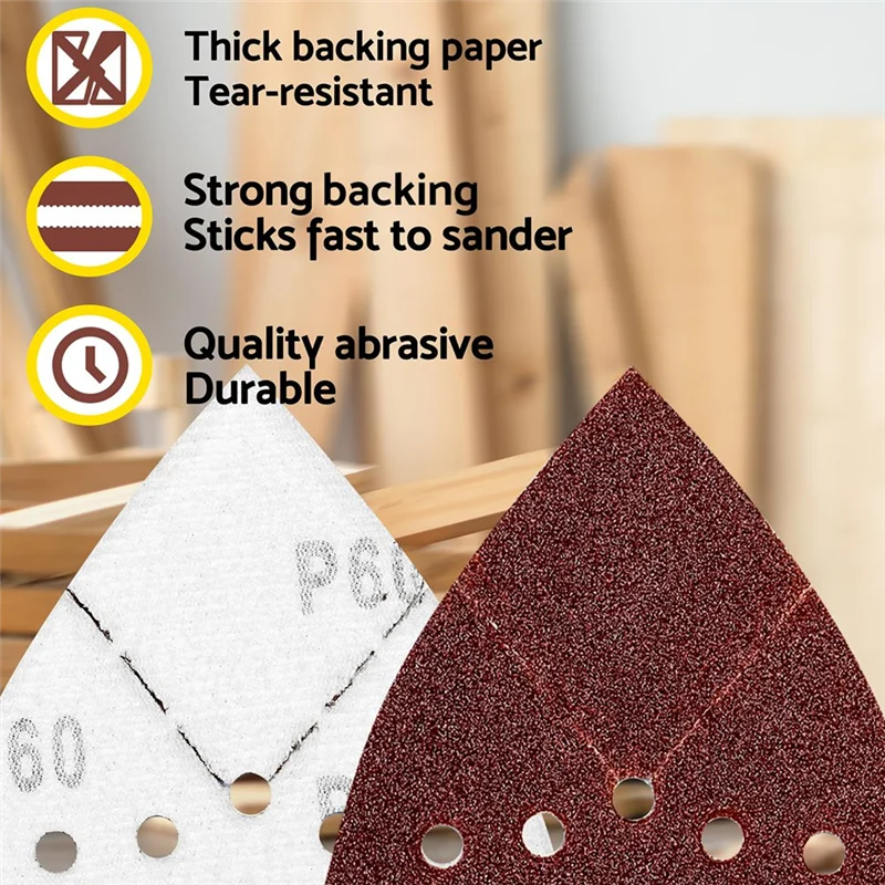 

ABKU-Mouse Sanding Pads 60 Pack,Mouse Sander Sandpaper Assortment, 12 Hole Hook And Loop Detail Sander Pads
