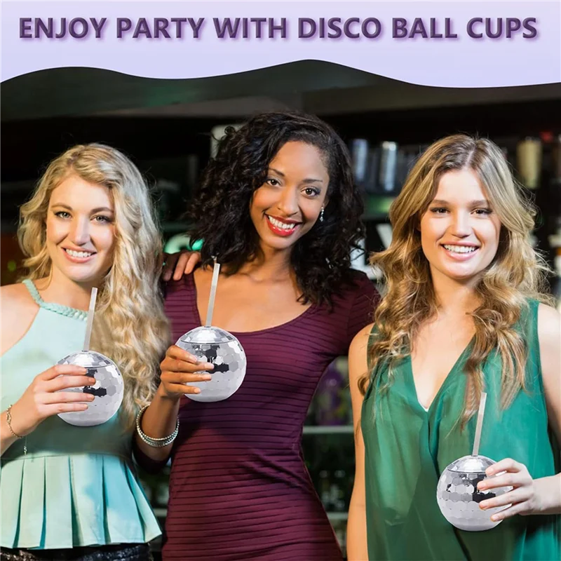 

HLZS-18 PCS Disco Ball Cups, 20 OZ Disco Cups With Straws And Lid, Reusable Flash Ball Tumbler Cocktail Cup For Partys Bar