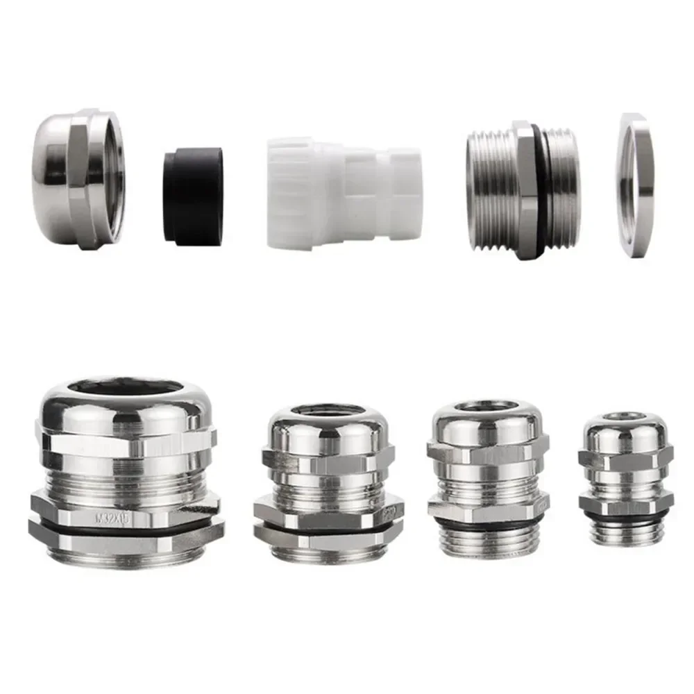 10PCS Waterproof Cable Gland Connector IP68 Nickel Plated Brass Metric Cable PG7 PG9 PG11 PG13.5 PG16 PG19 PG21 3-32mm Cable