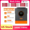 PowMr 2400W 순수 사인파 인버터 24VDC ~ 110V/120VAC 50A PWM 충전 컨트롤러 최대 PV 80VDC 태양광 인버터 오프 그리드 시스템 1