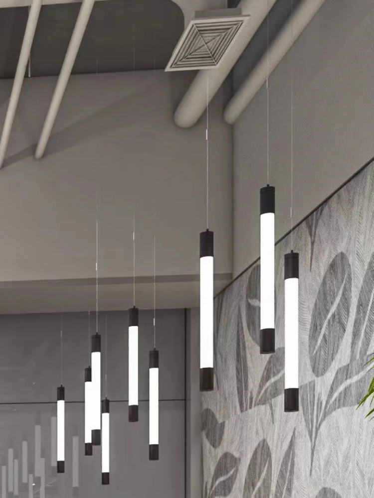 LED cylindrical chandelier with 360 ° light circular tube long line chandelier suitable for dining table bars bedside shop hotel