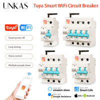 UNKAS 1P 2P 3P 4P Tuya App Wifi Circuit Breaker Interruptor Smart Life Timer Voice Remote Control Automatic Intelligent Switch