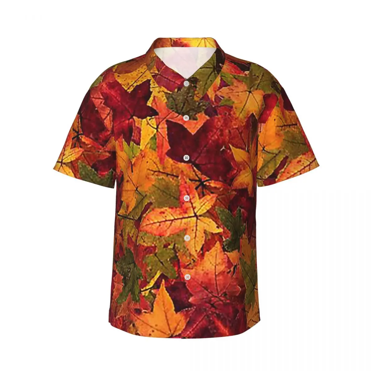 

Мужские рубашки с осенними листьями, гавайская рубашка с коротким рукавом, забавные топы с лацканами для летнего пляжа