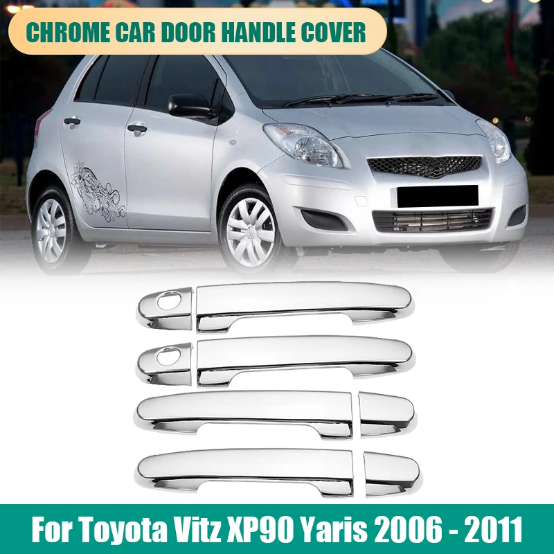 

Для Toyota Vitz XP90 Yaris 2006-2011 глянцевый черный хром, крышка дверной ручки автомобиля, накладка, аксессуары для стайлинга автомобиля, накладка, наклейка