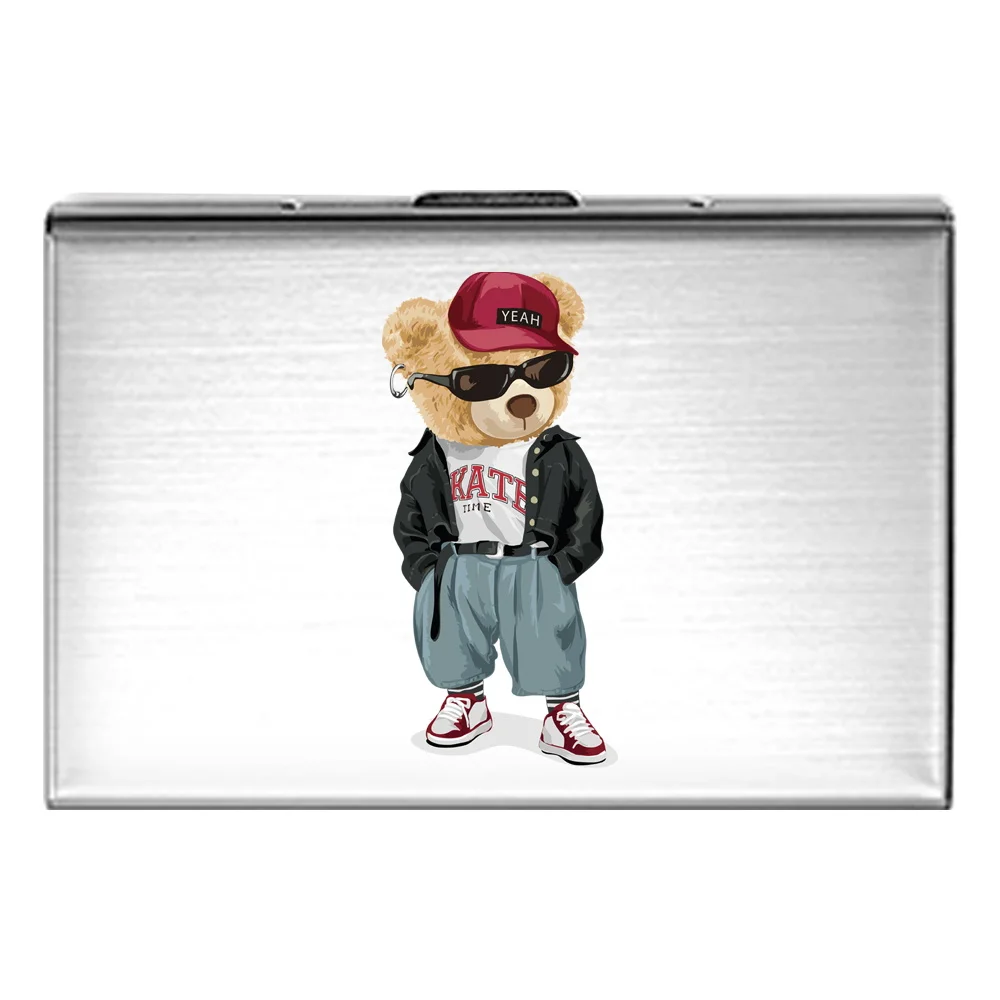 Compact square metal card box with built-in layered compartments, card storage box for shopping outings.