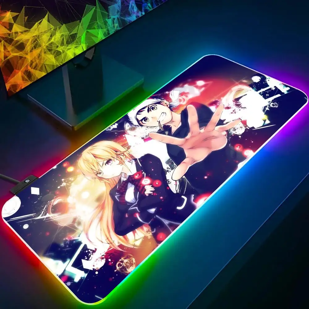 Anime Game F-Food W-Wars S-Shokugeki No Soma MousePad RGB Glow Personality Picture Custom PC Table Mat Game Player Dedicated LED