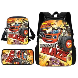 Blaze and the Monster Machines Child School Backpack With Shoulder Bag Pencil Bags School Bags for Boys Girls Best Gift