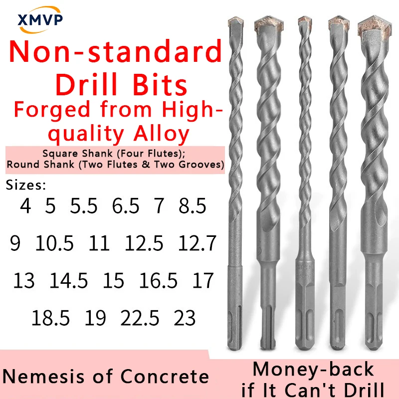 Нестандартная ударная дрель, электрическое ударное сверло, электрический молоток 4 мм, 5,5 мм, вертикальная головка 12,5 мм, квадратная ручка 17 мм, круг