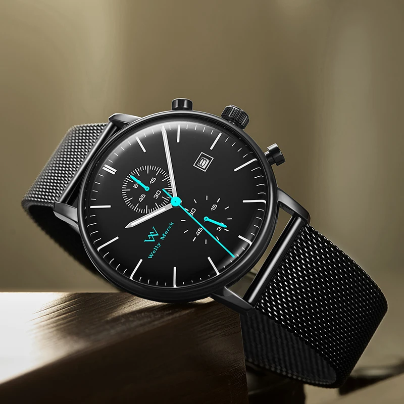 WM ساعة كوارتز ساعة مقاومة للماء كلاسيكية كاجوال رجال الأعمال ساعات ويلي ميرك WM006M