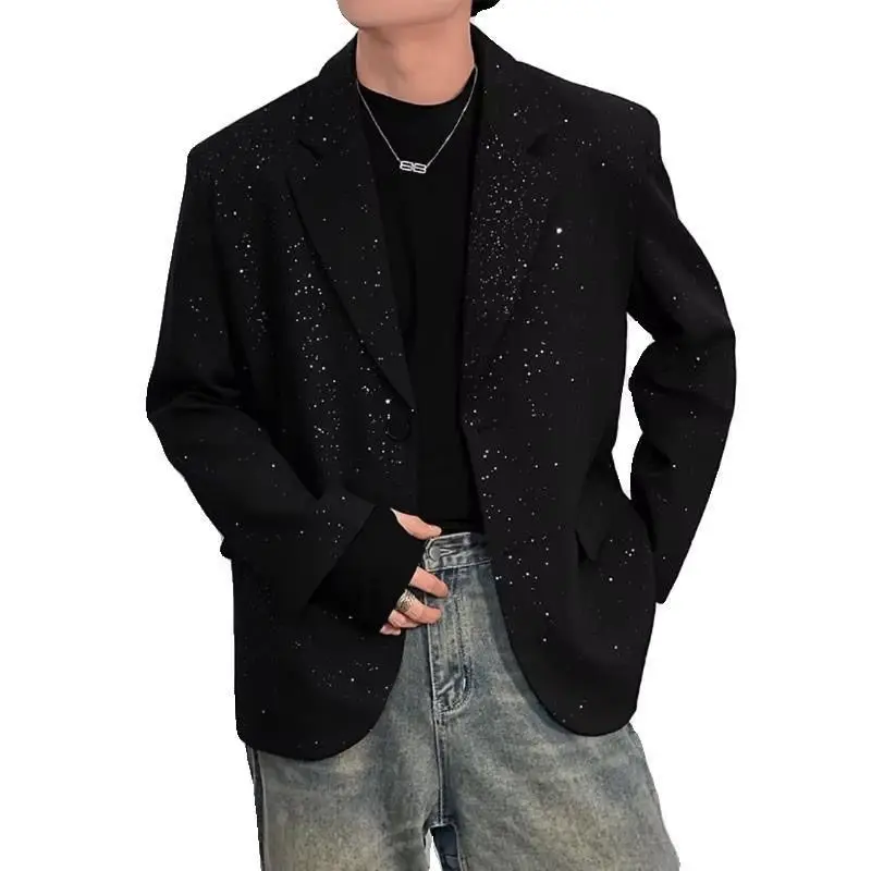 Men\'s Sparkling Sequins Suit Jacket, Fashionable Casual Suit, Spring and Autumn, New