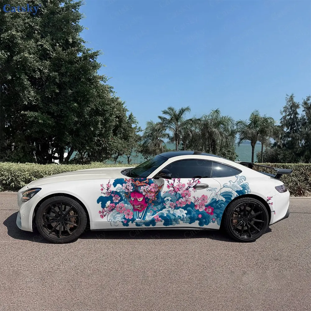 

Наклейки на боковые части автомобиля в японском стиле с изображением демонов, самоклеящиеся, из ПВХ, водонепроницаемые и устойчивые к царапинам, аксессуар для автомобиля, подарок