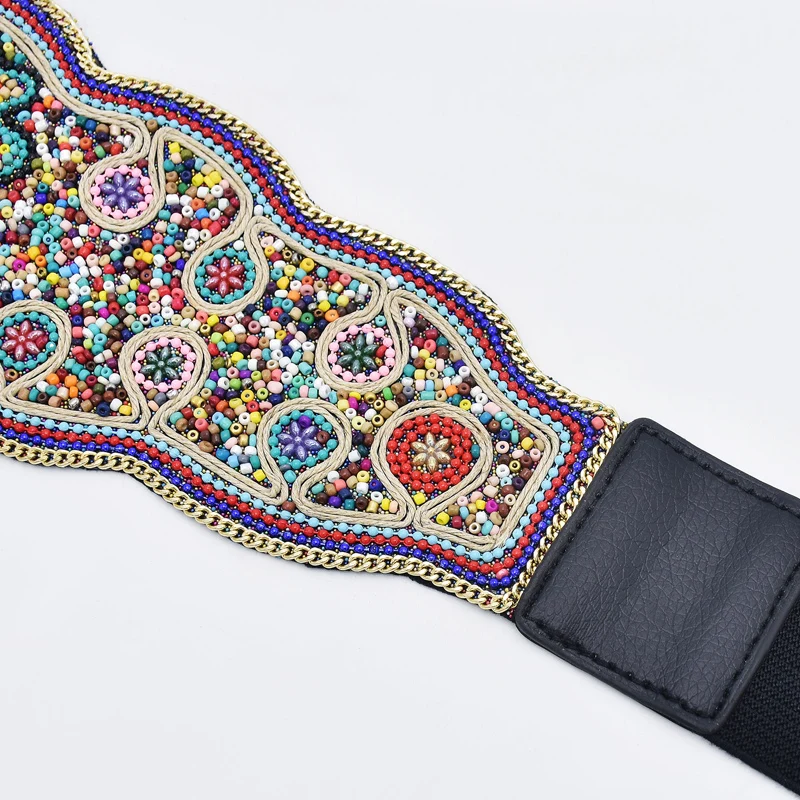 Boho Ethnic Colorful Bead Women\'s Belt Elegant Luxury Design Dresses Accessories Retro Wide Waistband Gypsy African Body Jewelry