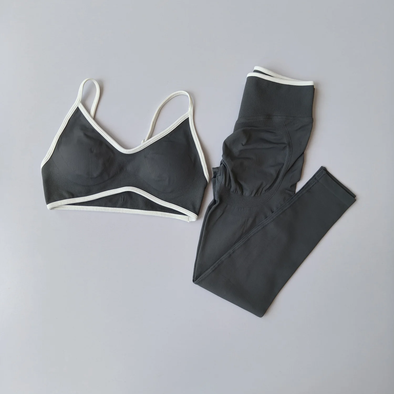 Nahtloses Fitness-Set für Damen, Trainingsanzug, Yoga-Sets, Sportbekleidung, Workout-Leggings mit mittlerer Taille, Sport-BH, Fitnesskleidung, Fitnessanzug – Detail 24