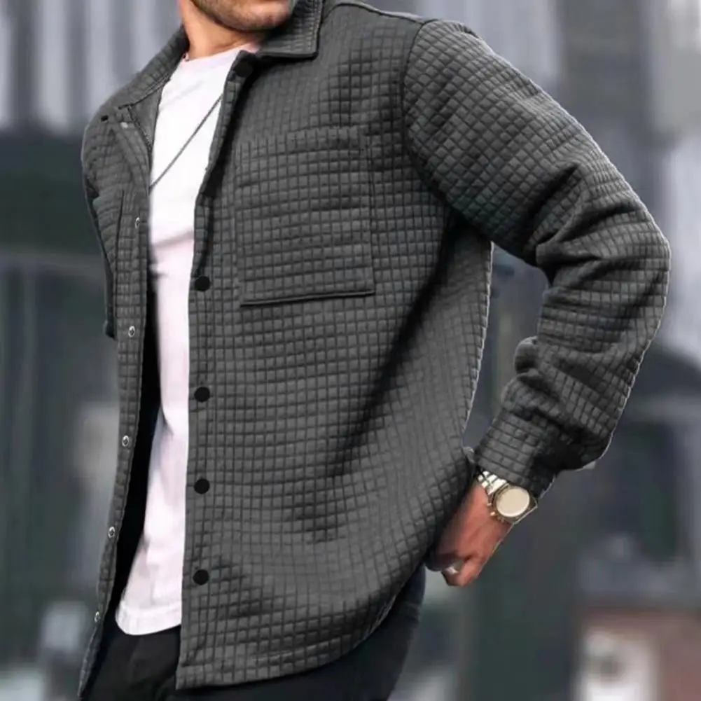 

Chest Pocket Decoration Men Jacket Soft Breathable Men's Sports Jacket Coat Lapel Pockets Daily Wear Spring Autumn Shirt Jacket