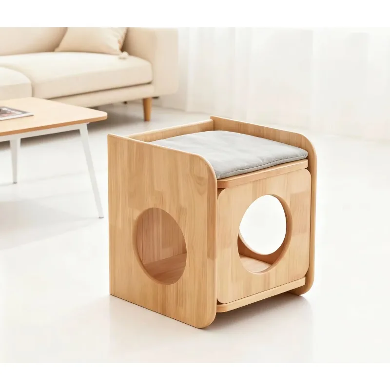 2026 Modern Luxury Fashionable Multifunctional Solid Wood Cat Bed Bedside Table for Living Room and Pet Supplies