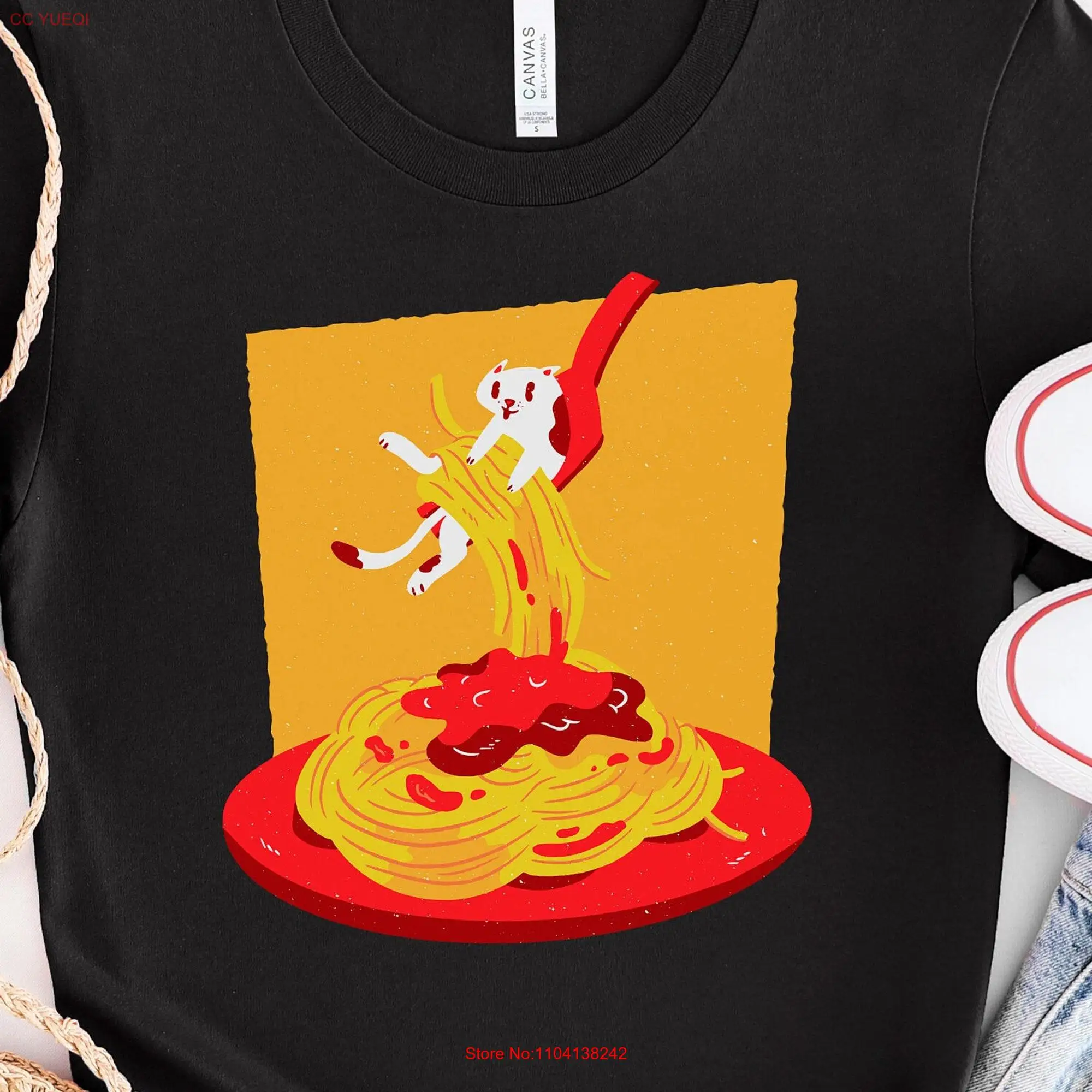 Pasta CaT T Shirt Italian Cuisine Lovers for Cooks and Chefs Kitchen Enthusiasts Food long or short sleeves