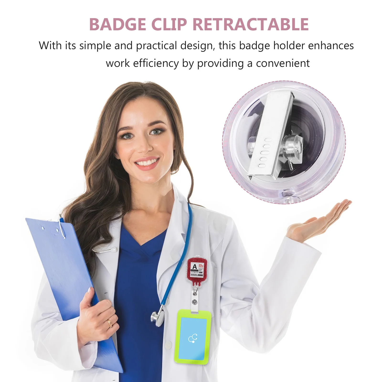Robuster, einziehbarer Ausweisclip, Krankenschwester-Ausweishalter, multifunktionales Cartoon-Namensschild-Zubehör für den Einsatz im Krankenhausbüro