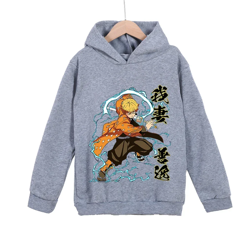 Demon Slayer Zenitsu Agatsuma Kids Hoodie Anime Graphic Print Boys Girls Casual Pullover Sweatshirt