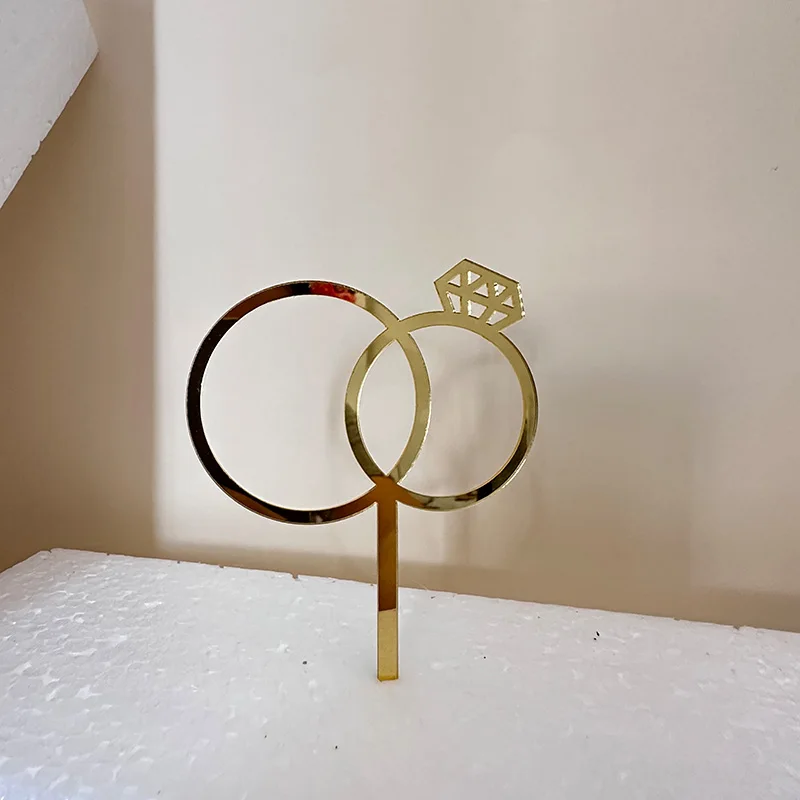 الذهب والفضة الاكريليك خاتم الماس شكل كعكة توبر كعكة الزفاف الديكور الزفاف دش لوازم الحفلات هدية حفلة البكالوريوس