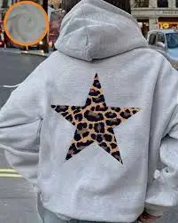 

Y2K повседневные женские толстовки с леопардовым принтом и пентаграммой, пуловеры с свободными карманами, теплые флисовые кофты, осенняя одежда