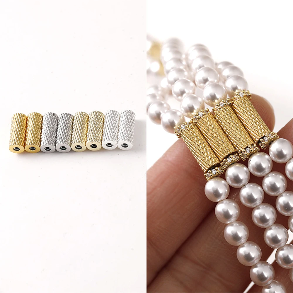 2 PCS gold-plated copper Cylindrical shaped magnetic suction tube beads DIY jewelry making Necklace bracelet Accessory materials