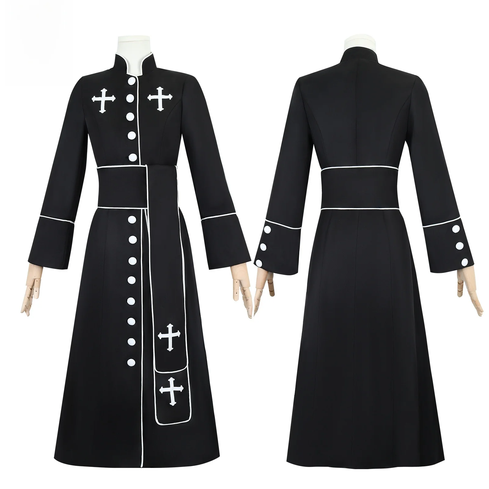 

Средневековый ретро костюм священника с воротником, наряд на Хэллоуин для церковной духовенства, римского кессо, однотонный алтарь, сервер, женский ханьфу