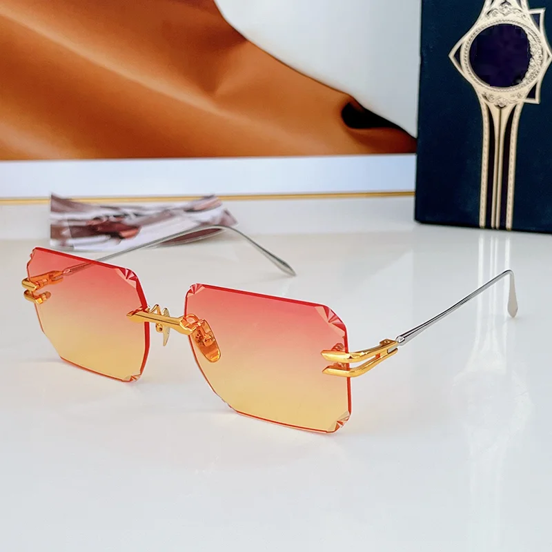 

Classical Women's Gold Dimond Cut Boundless Sunglasses DTS155 Vintage Rimless Sunnies Female 2024 Trendy Alloy Solar Glasses