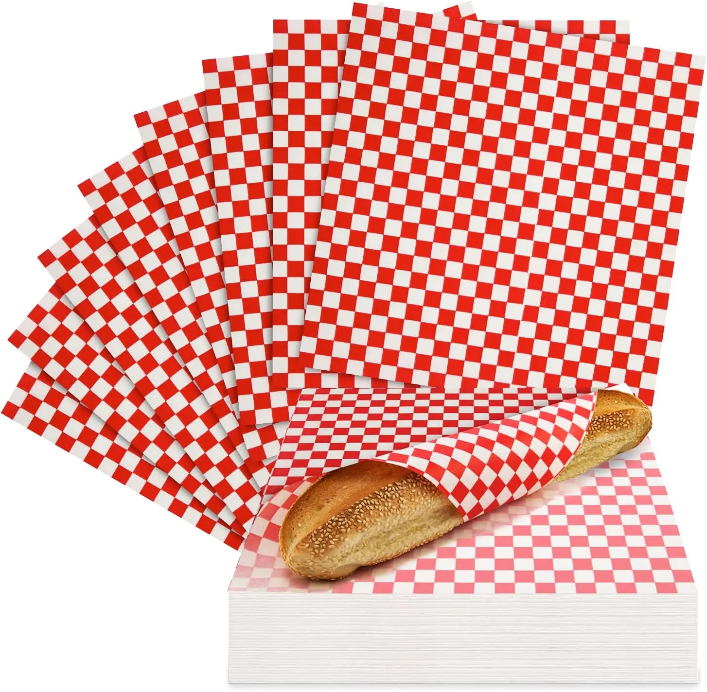 

Deli Paper Sheets, 12x12 inch, 1000pcs - Classic Checkered Wax Sheet, Precut Food Basket Liners, Grease-Resistant Wrapping Pape